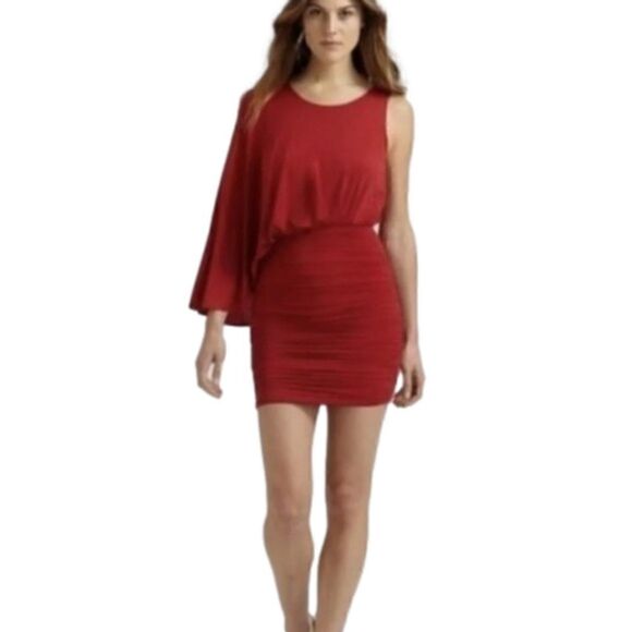 Bcbgmaxazia Red One Shoulder Dress Size Small - Picture 1 of 15